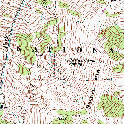 Topographic Map of Rastus Camp Spring, OR
