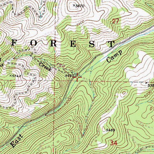 Topographic Map of Rastus Creek, OR