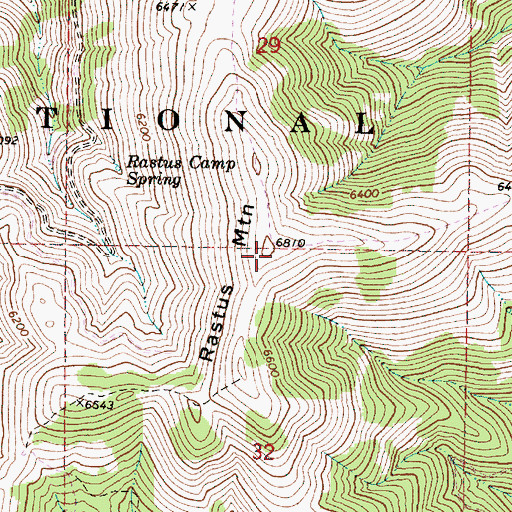 Topographic Map of Rastus Mountain, OR