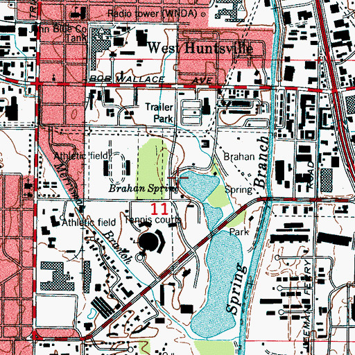 Topographic Map of Brahan Spring, AL