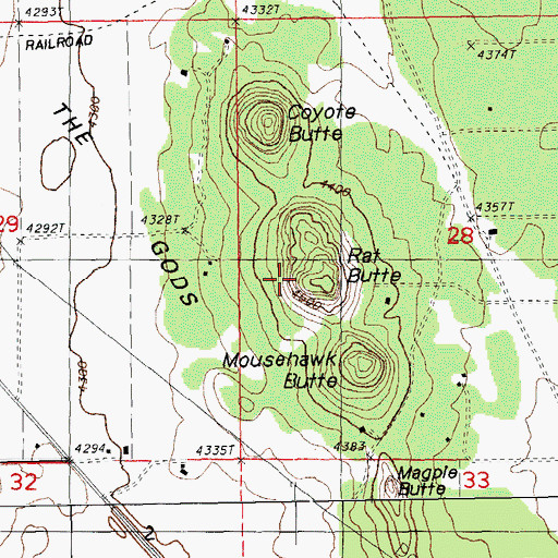 Topographic Map of Rat Butte, OR