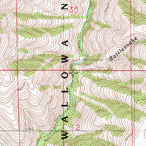 Topographic Map of Rattlesnake Creek, OR