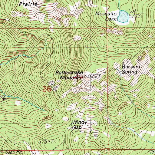 Topographic Map of Rattlesnake Mountain, OR
