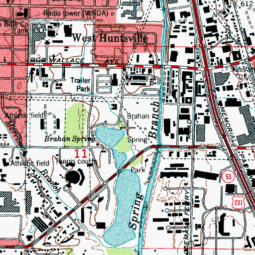 Topographic Map of Brahan Spring Park, AL