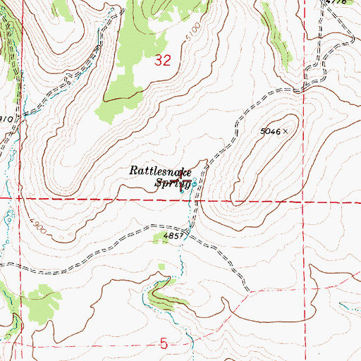 Topographic Map of Rattlesnake Spring, OR