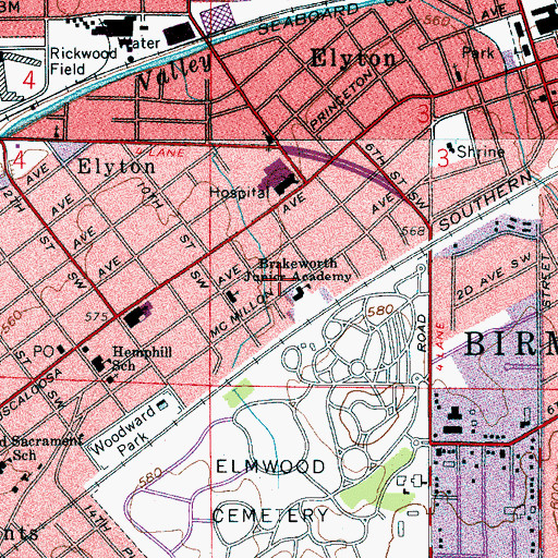 Topographic Map of Brakeworth Junior Academy, AL