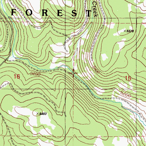 Topographic Map of Raw Dog Creek, OR