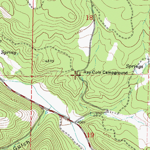 Topographic Map of Ray Cole Campground, OR