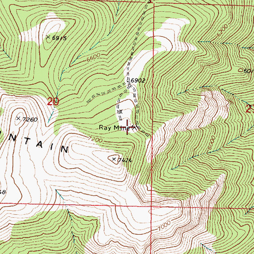 Topographic Map of Ray Mine, OR