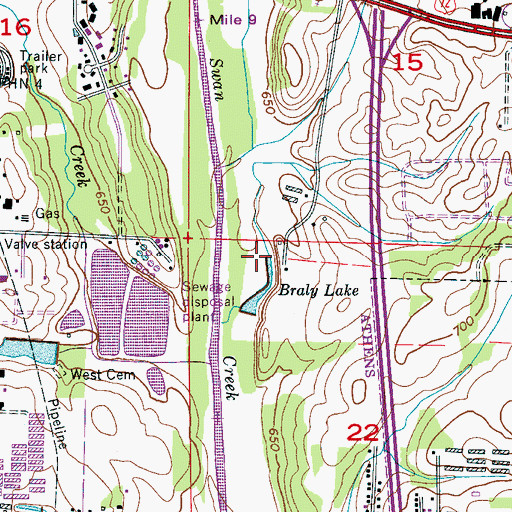 Topographic Map of Braly Lake, AL