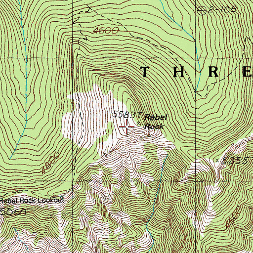 Topographic Map of Rebel Rock, OR