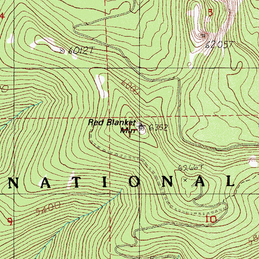 Topographic Map of Red Blanket Mountain, OR