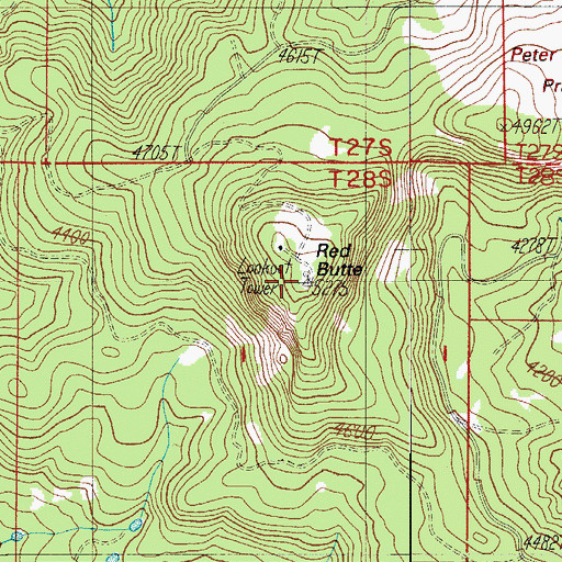 Topographic Map of Red Butte, OR
