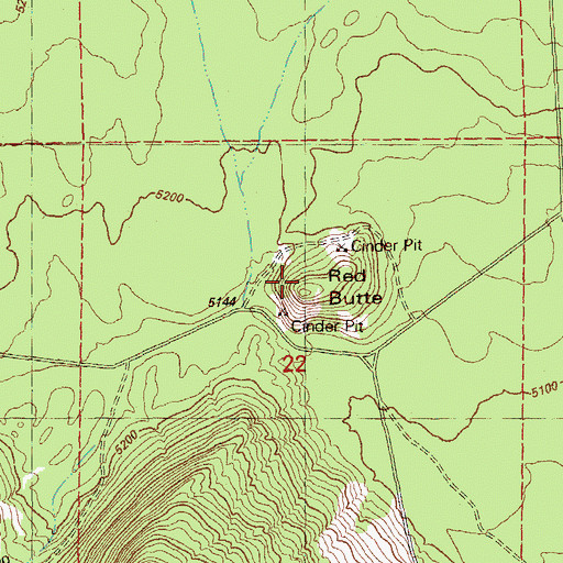 Topographic Map of Red Butte, OR