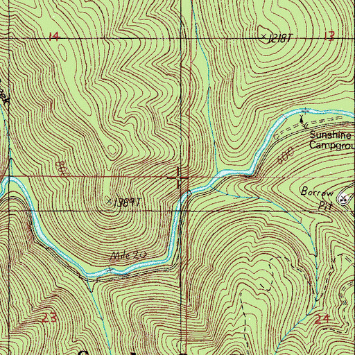 Topographic Map of Red Cedar Creek, OR