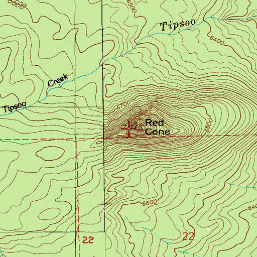 Topographic Map of Red Cone, OR