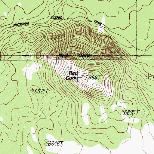 Topographic Map of Red Cone, OR