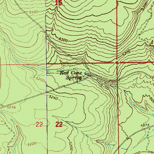 Topographic Map of Red Cone Spring, OR