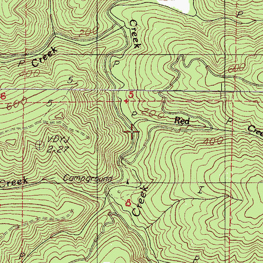 Topographic Map of Red Creek, OR
