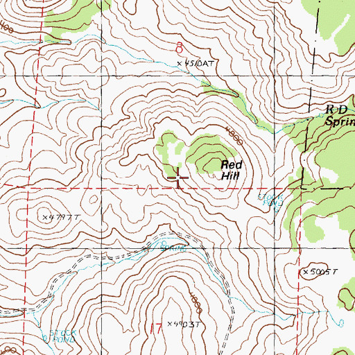 Topographic Map of Red Hill, OR