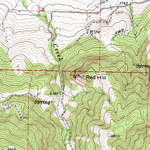 Topographic Map of Red Hill, OR