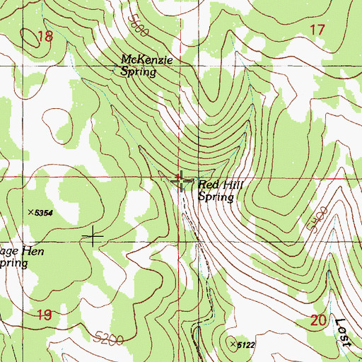Topographic Map of Red Hill Spring, OR
