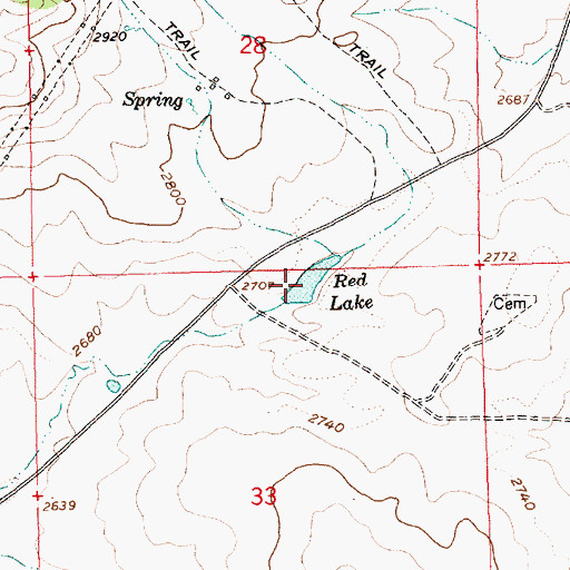 Topographic Map of Red Lake, OR