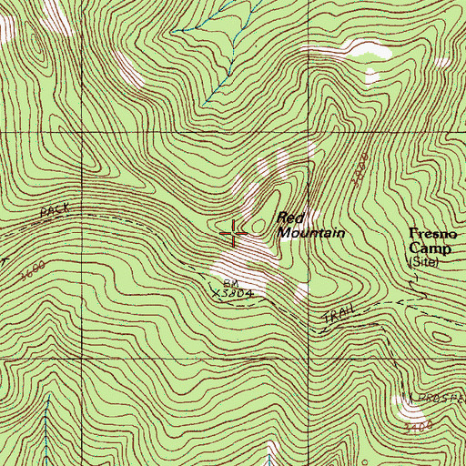 Topographic Map of Red Mountain, OR