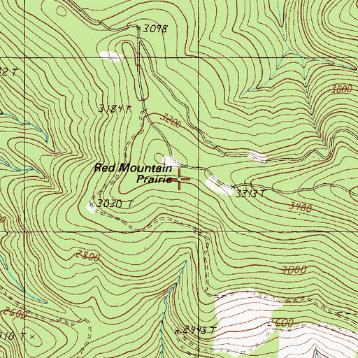 Topographic Map of Red Mountain Prairie, OR