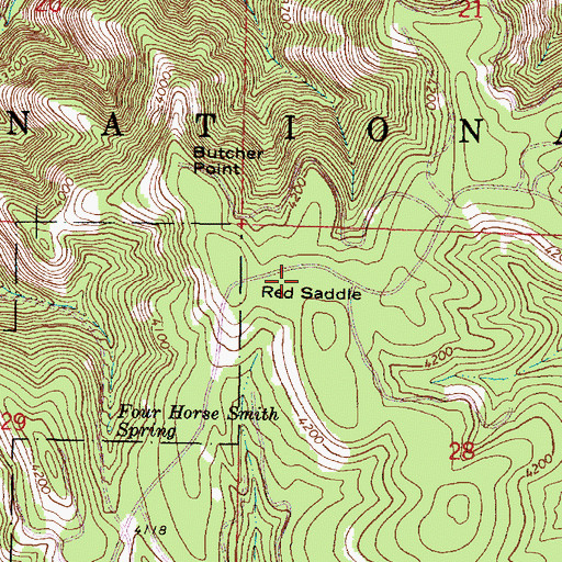 Topographic Map of Red Saddle, OR