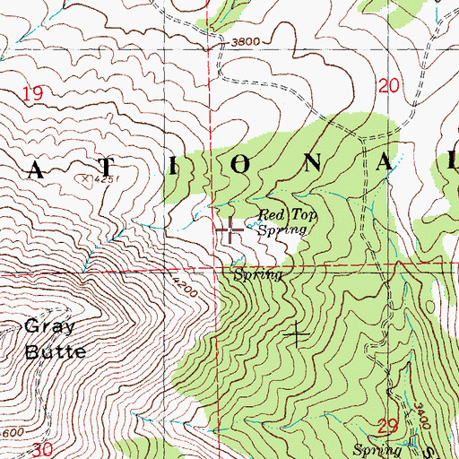Topographic Map of Red Top Spring, OR