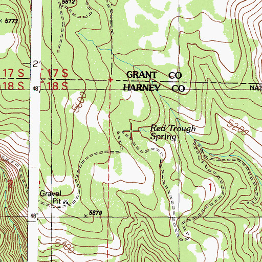 Topographic Map of Red Trough Spring, OR