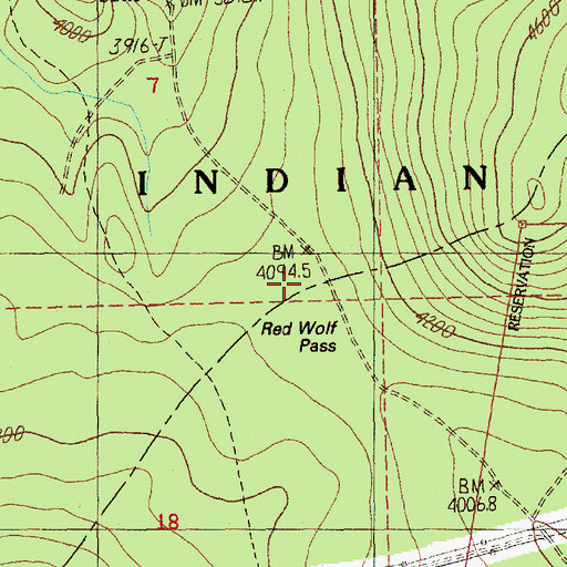 Topographic Map of Red Wolf Pass, OR