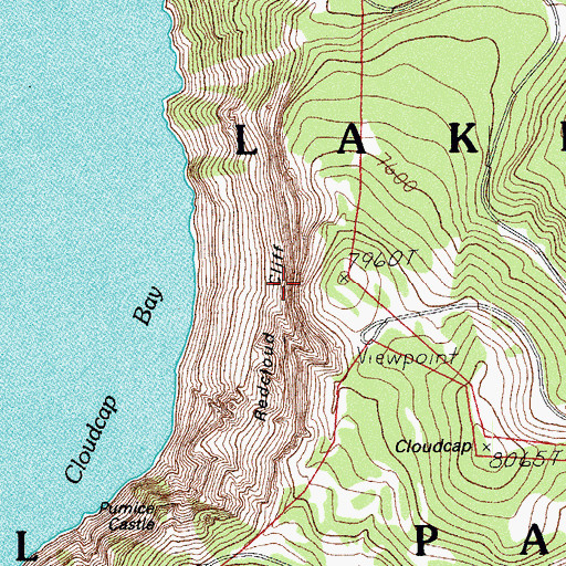 Topographic Map of Redcloud Cliff, OR
