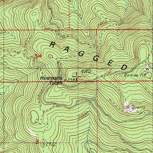 Topographic Map of Redmans Tooth, OR