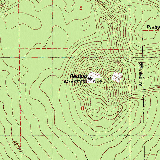 Topographic Map of Redtop Mountain, OR