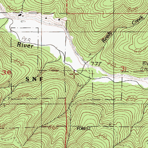 Topographic Map of Reedy Creek, OR
