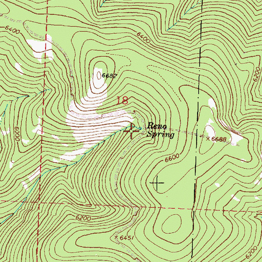 Topographic Map of Reno Spring, OR