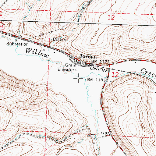 Topographic Map of Rhea Creek, OR