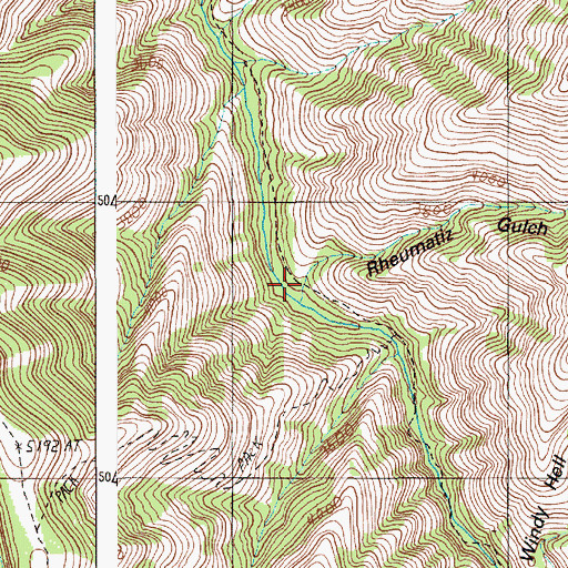 Topographic Map of Rheumatiz Gulch, OR