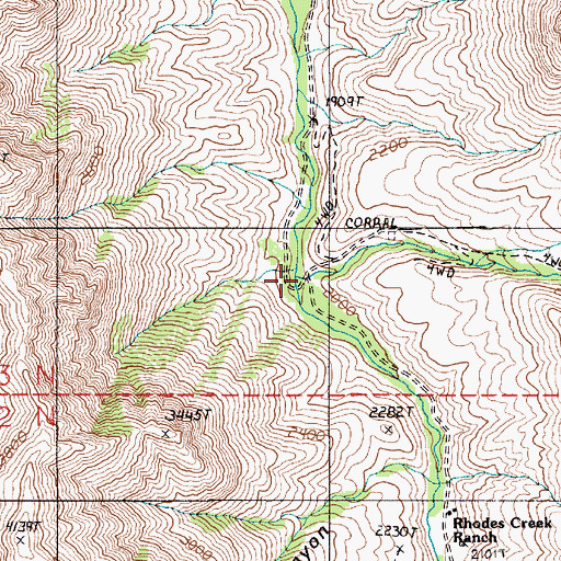 Topographic Map of Rhodes Creek, OR