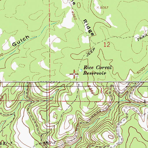 Topographic Map of Rice Corral Reservoir, OR