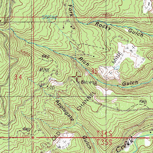 Topographic Map of Rich Gulch, OR