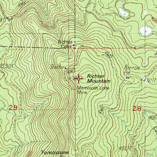 Topographic Map of Richter Mountain, OR