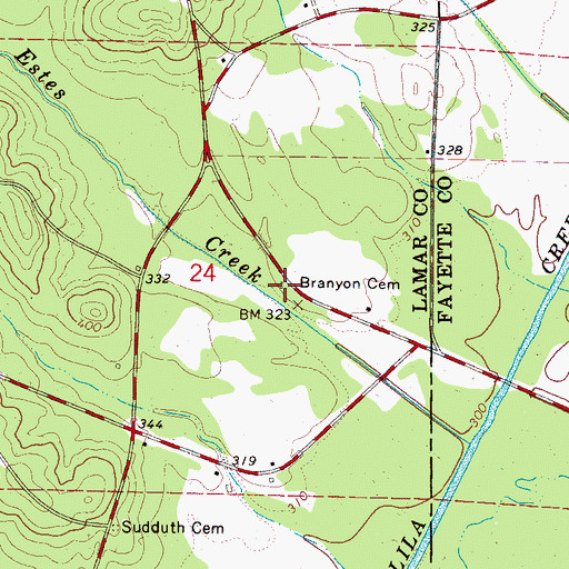 Topographic Map of Branyon Cemetery, AL