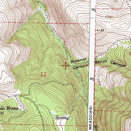 Topographic Map of Ridenor Canyon, OR
