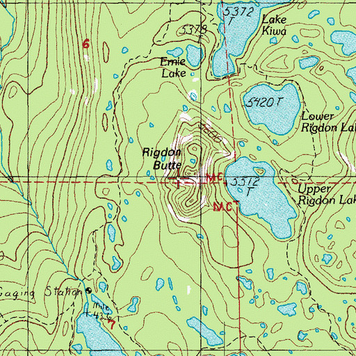 Topographic Map of Rigdon Butte, OR