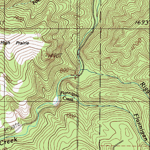 Topographic Map of Riggs Creek, OR
