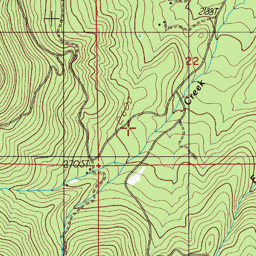 Topographic Map of Right Hand Fork Rock Creek, OR