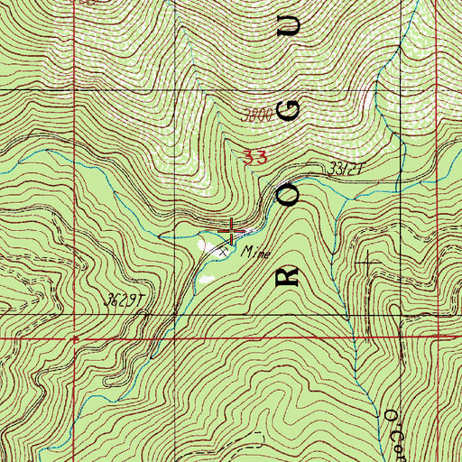 Topographic Map of Right Hand Fork Steve Fork, OR